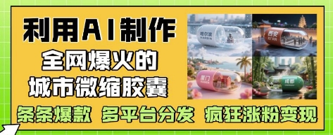 利用AI制作全网爆火的城市微缩胶囊，条条爆款， 多平台分发，疯狂涨粉变现-天行资源库
