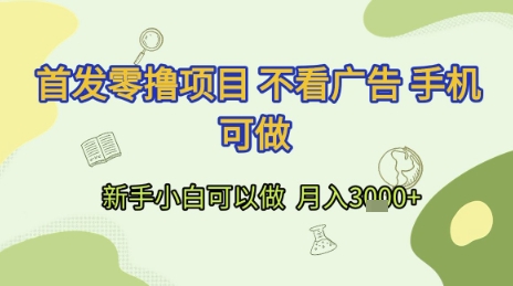 首发零撸项目 不看广告 手机可做 新手小白可以做  月入3k+【揭秘】-天行资源库