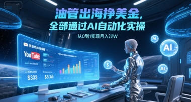 油管出海挣美金，全部通过AI自动化实操，从0到1实现月入过W-天行资源库