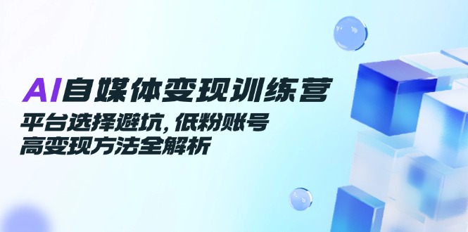 AI自媒体变现训练营，平台选择避坑，低粉账号高变现方法全解析-天行资源库