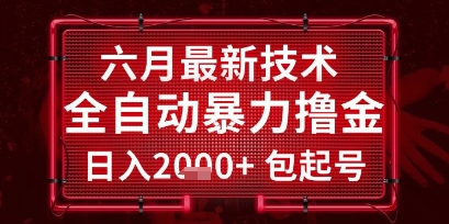 六月最新技术全自动暴力撸金，稳定日入2k+包起号，长期稳定【揭秘】-天行资源库
