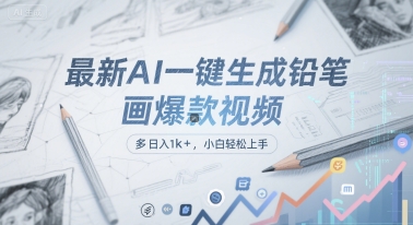 最新AI一键生成铅笔画爆款视频，多平台分发，日 入1k+，小白轻松上手【揭秘】-天行资源库
