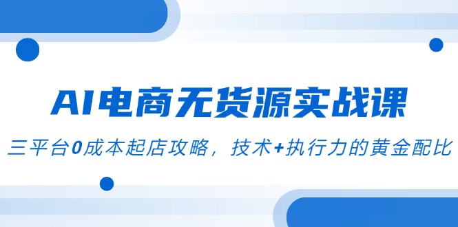 AI电商无货源实战课，三平台0成本起店攻略，技术+执行力的黄金配比-天行资源库