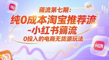 薅流第七期：纯0成本淘宝推荐流-小红书薅流最新版目，0投入的电商无货源玩法(附赠往期)-天行资源库