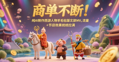 商单不断！纯AI制作西游人物羊毛毡版文旅MV，流量+节目效果统统拉满-天行资源库