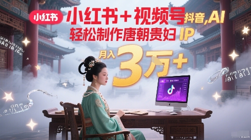 小红书+视频号+抖音，AI轻松制作唐朝贵妇IP，每天30分钟，轻松产出N条，月入3W+-天行资源库