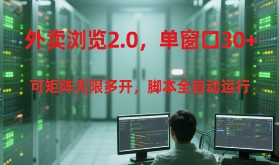 外卖浏览2.0，单窗口30+可矩阵无限多开，脚本全自动运行【揭秘】-天行资源库