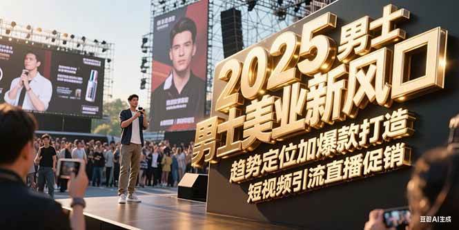 2025男士美业新风口，趋势定位加爆款打造，短视频引流直播促销-天行资源库
