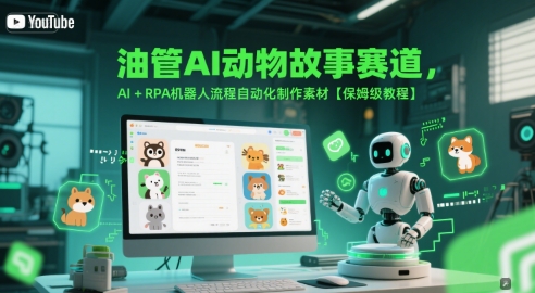 油管AI动物故事赛道，AI+RPA机器人流程自动化制作素材【保姆级教程】-天行资源库