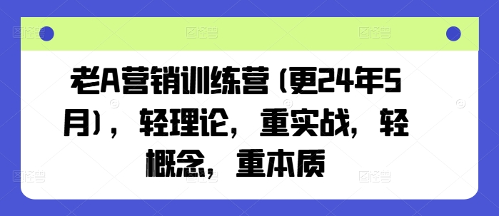 老A营销训练营(更25年6月)，轻理论，重实战，轻概念，重本质-天行资源库
