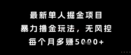 最新单人掘金项目，暴力撸金玩法，无风控，每个月多挣5k+【揭秘】-天行资源库