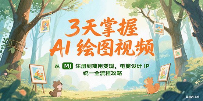 3天掌握AI绘图视频，从MJ 注册到商用变现，电商设计IP统一全流程攻略-天行资源库