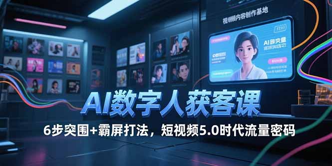 AI数字人获客课，6步突围+霸屏打法，短视频5.0时代流量密码-天行资源库