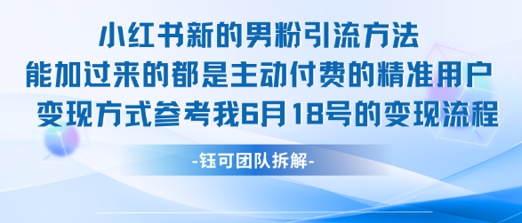 小红书全新男粉引流实操方法，日引流100多精准男粉-天行资源库