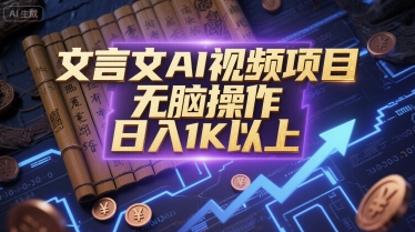 文言文AI视频项目，无脑操作，日入1K以上-天行资源库