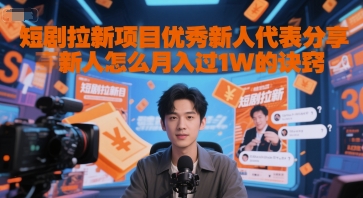 短剧拉新项目优秀新人代表分享新人怎么月入过1W的诀窍-天行资源库