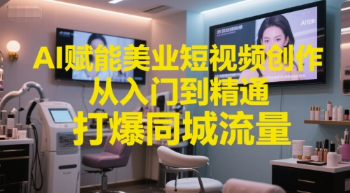 AI赋能美业短视频创作，从入门到精通，打爆同城流量，超级AI工具短视频实操落地-天行资源库