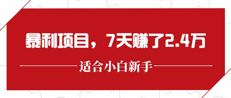 最新暴利项目，每单收益轻松在300以上，7天赚了2.4万-天行资源库