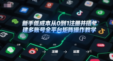 新手低成本从0到1注册并搭建多账号全平台矩阵操作教学，手机号-邮箱-IP-工具-天行资源库