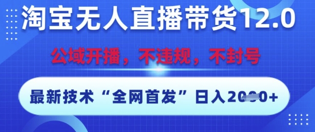 淘宝无人直播带货12.0，最新技术，不封号，不违规，操作简单，开播爆单，日入多张【揭秘】-天行资源库