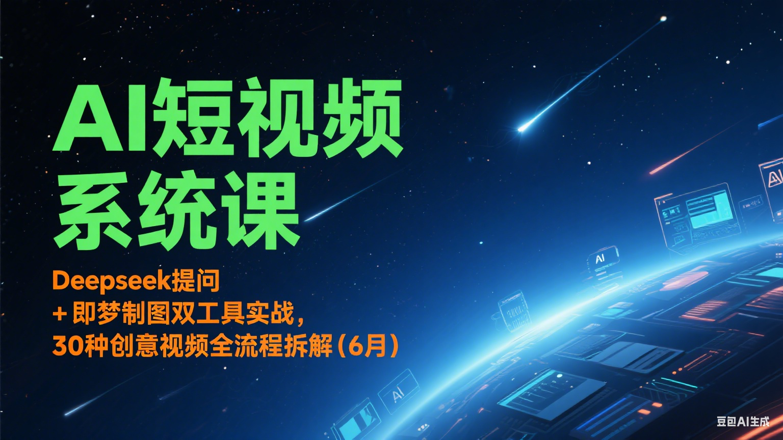 AI短视频系统课：Deepseek提问 + 即梦制图双工具实战，30种创意视频全流程拆解(6月)-天行资源库