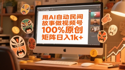 用AI自动民间故事做视频号，100%原创，矩阵日入1k+-天行资源库