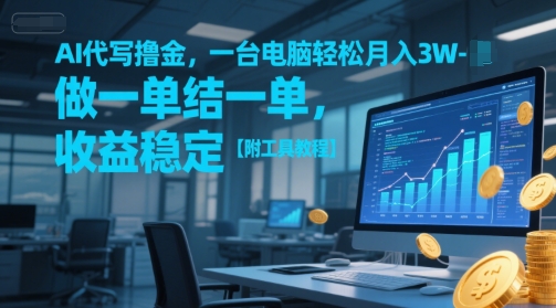 AI代写撸金，一台电脑轻松月入1-3W，做一单结一单，收益稳定【附工具教程】-天行资源库