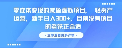 零成本变现的咸鱼虚拟项目， 轻资产运营，新手日入3张+，目前没有项目的老铁正合适-天行资源库