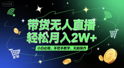 带货无人直播，轻松月入2W+，小白必做，手把手教学，无脑操作(附学习资料)-天行资源库