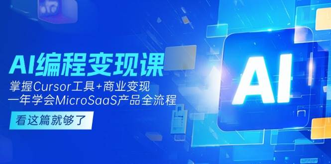 AI编程变现课：掌握Cursor工具+商业变现，一年学会MicroSaaS产品全流程-天行资源库