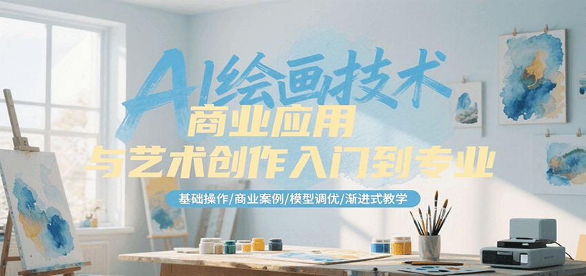 AI绘画技术商业应用与艺术创作入门到专业，基础操作/商业案例/模型调优/渐进式教学-天行资源库