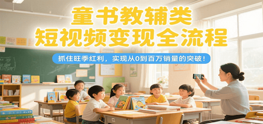 童书教辅类短视频变现全流程，抓住旺季红利，实现从0到百万销量的突破！-天行资源库