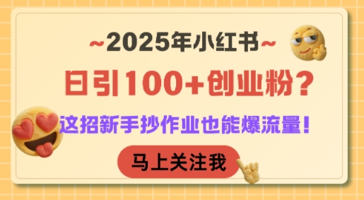 2025年小红书日引100+创业粉？这招新手抄作业也能爆流量！-天行资源库
