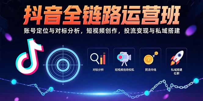 抖音全链路运营班：账号定位与对标分析，短视频创作，投流变现与私域搭建-天行资源库