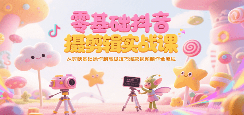 零基础抖音短视频拍摄剪辑实战课，从剪映基础操作到高级技巧爆款视频制作全流程-天行资源库