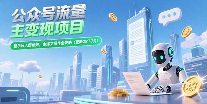 公众号流量主变现项目，新手日入四位数，含爆文写作全攻略(更新25年7月-天行资源库
