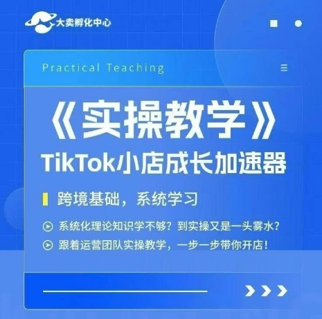 大卖家孵化中心TikTok实操课，TikTok小店成长加速器，跨境基础系统学习，一步一步带你开店-天行资源库