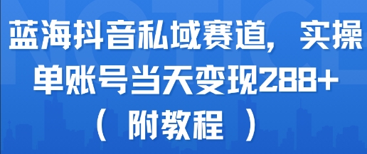 蓝海抖音私域赛道，实操单账号当天变现288+(附教程)-天行资源库