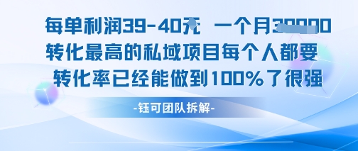每单利润40一个月7k+转化最高的私域项目，每个人都要的产品转化率已经能做到100%-天行资源库