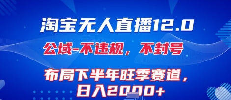 淘宝无人直播12.0，不封号，不违规，布局下半年旺季赛道，日入1k+(独家技术)【揭秘】-天行资源库