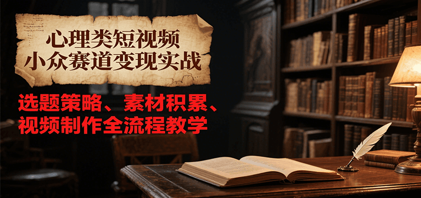 心理类短视频小众赛道变现实战，选题策略、素材积累、视频制作全流程教学-天行资源库