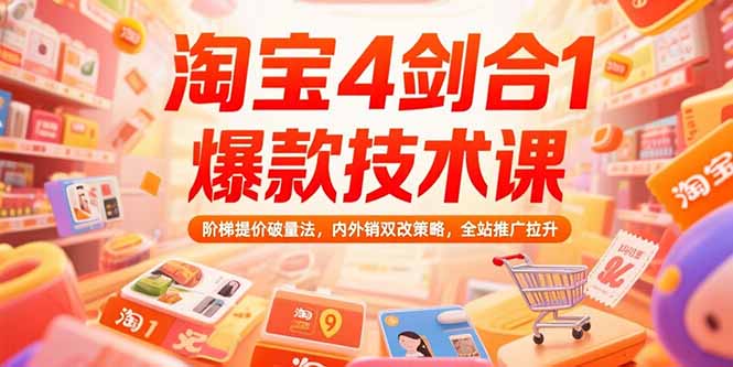 淘宝4剑合1爆款技术课73期：阶梯提价破量法，内外销双改策略 全站推广拉升-天行资源库