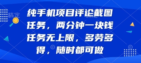 纯手机项目评论截图任务，两分钟一块钱 任务无上限多劳多得，随时随地都能做【揭秘】-天行资源库