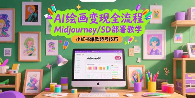 AI绘画变现全流程，Midjourney/SD部署教学，小红书爆款起号技巧-天行资源库