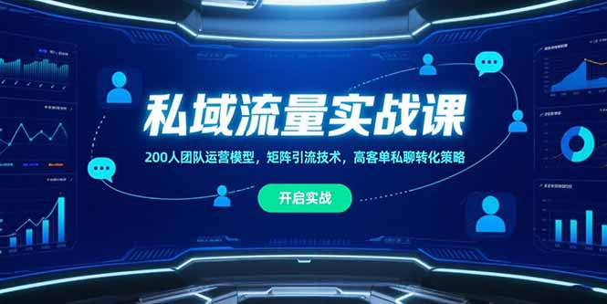 私域流量实战课，200人团队运营模型，矩阵引流技术，高客单私聊转化策略-天行资源库