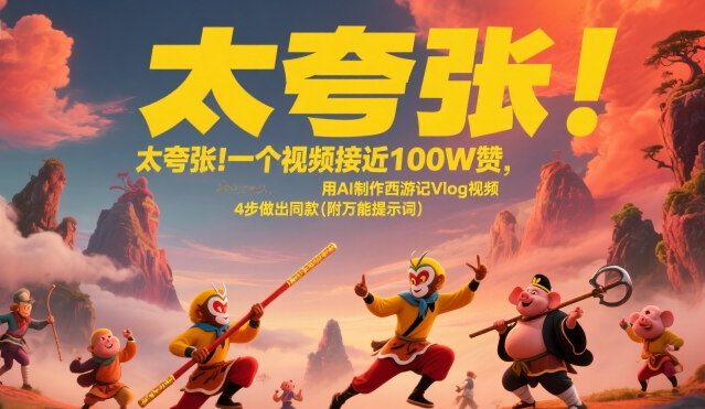太夸张！一个视频接近100W赞，用AI制作西游记Vlog视频，全流程拆解来了(附万能提示词)-天行资源库