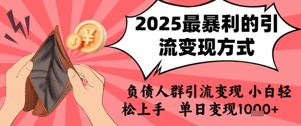 2025年最暴利的引流变现方式，负债人群引流变现，小白轻松上手，日入1k-天行资源库