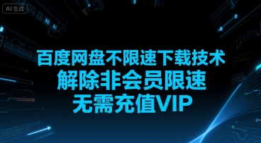 百度网盘不限速下载技术，解除非会员限速，无需充值VIP-天行资源库