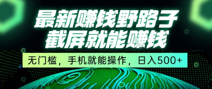 最新野路子截屏就能挣钱，无门槛，手机就能操作，日入5张【揭秘】-天行资源库