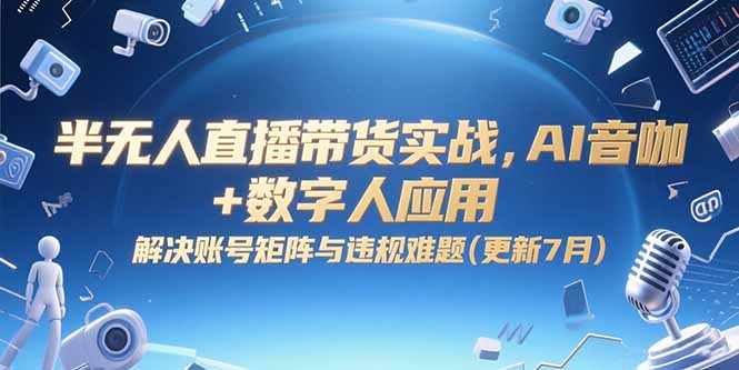 半无人直播带货实战，AI音咖+数字人应用 解决账号矩阵与违规难题(更新7月-天行资源库
